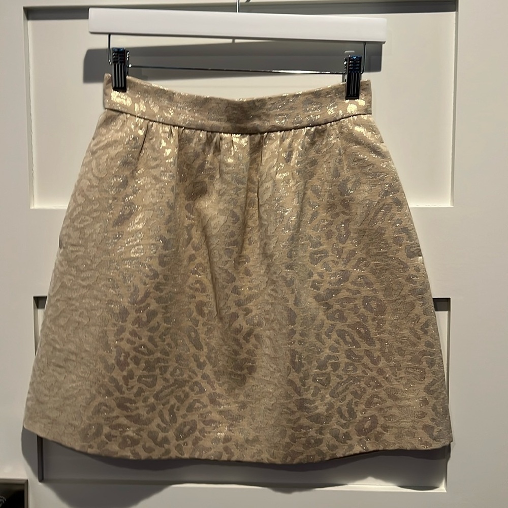 Sezane Jupe Alphonsine Golden Leopard Metallic
Jacquard Mini Skirt FR 36 US 4 - Picture 2 of 5